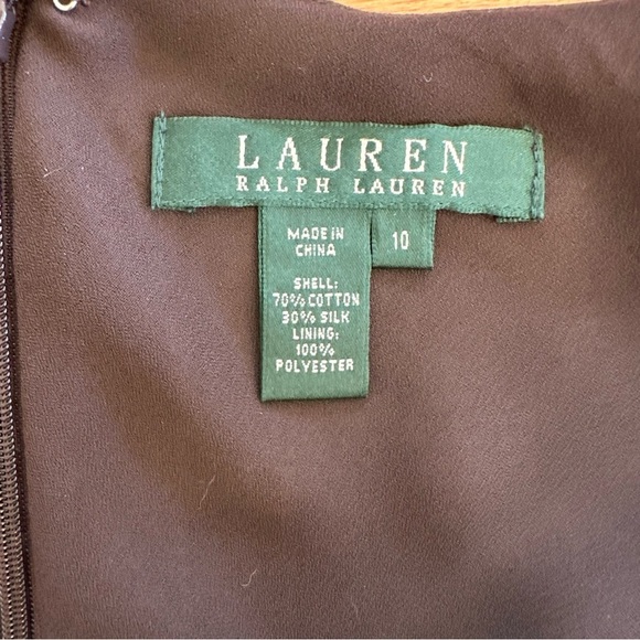 Lauren Ralph Lauren Skirt Brown Aztec Southwest Silk Cotton A-Line Midi Sz 10 - Picture 8 of 9